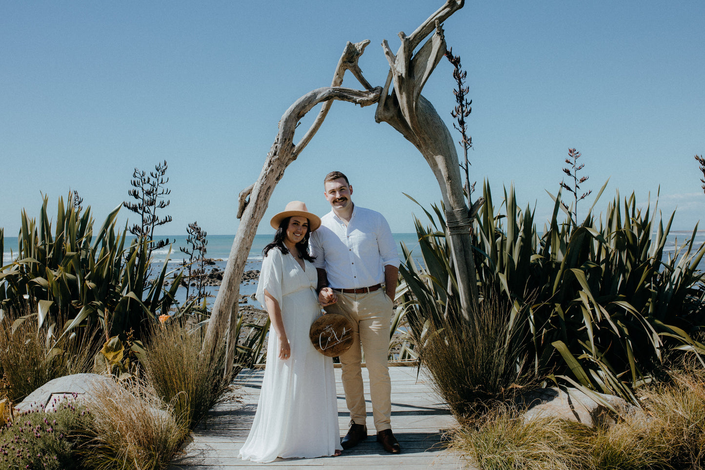 Wedding just married sign for couple at beach | Wood Name Plaque | The Paper Gazelle