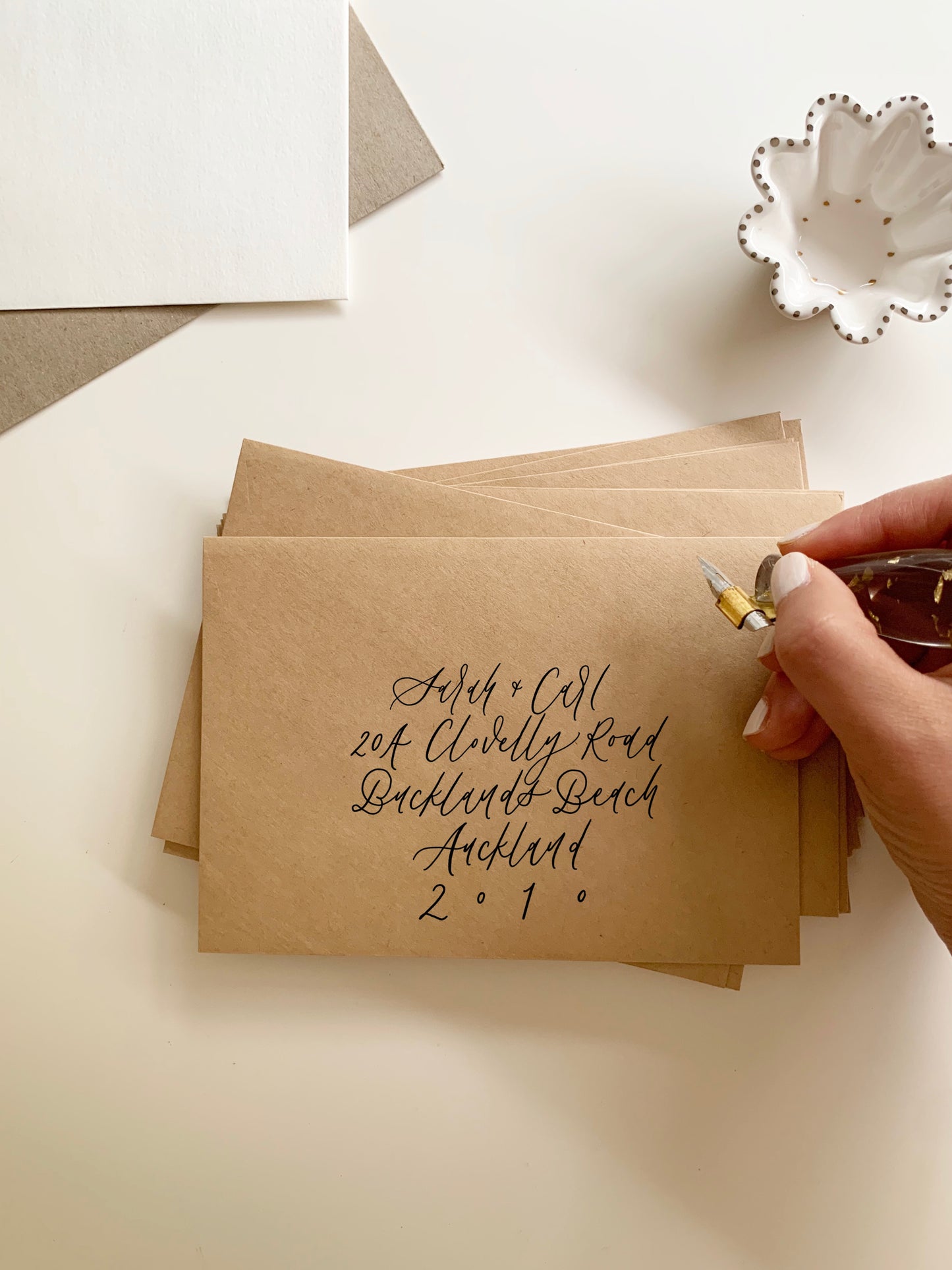 Elegant Black Calligraphy on Natural Envelopes | Guest Addressing Service | Bespoke Wedding Stationery | The Paper Gazelle