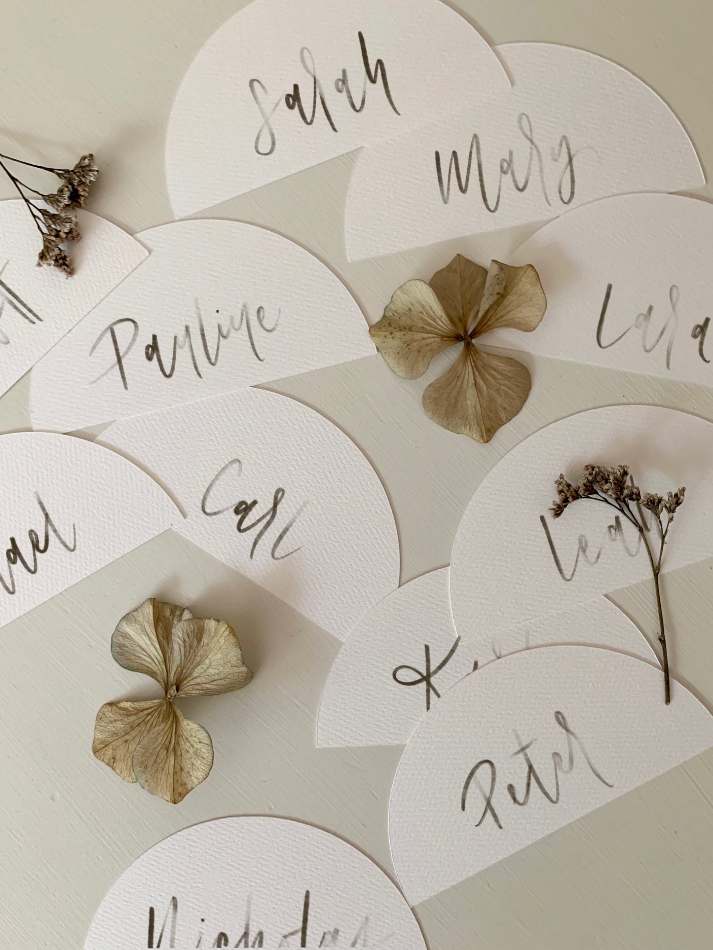 
                  
                    Half Round Calligraphy Place Cards
                  
                